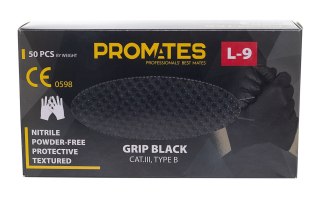 RĘKAWICE NITRYLOWE WZMAC. PROMATES GRIP BLACK M OP. 50SZT